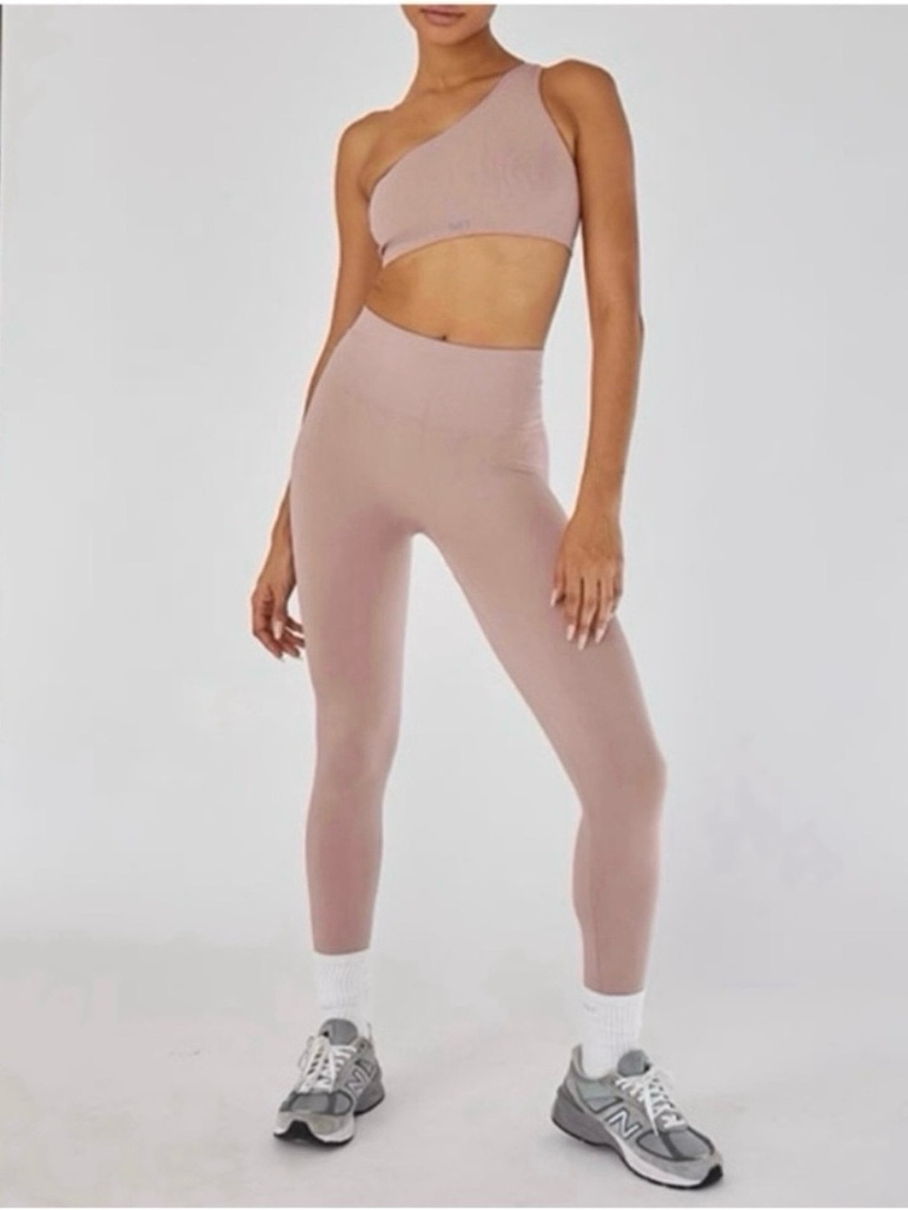Set Active 2pc Amethyst Sculptflex Set Ribbed One shoulder bra leggings Pilates